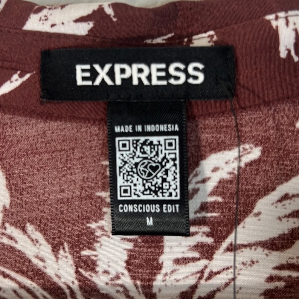 Express Printed Ruffle Hem Oversized Shirt Dress - Picture 7 of 9